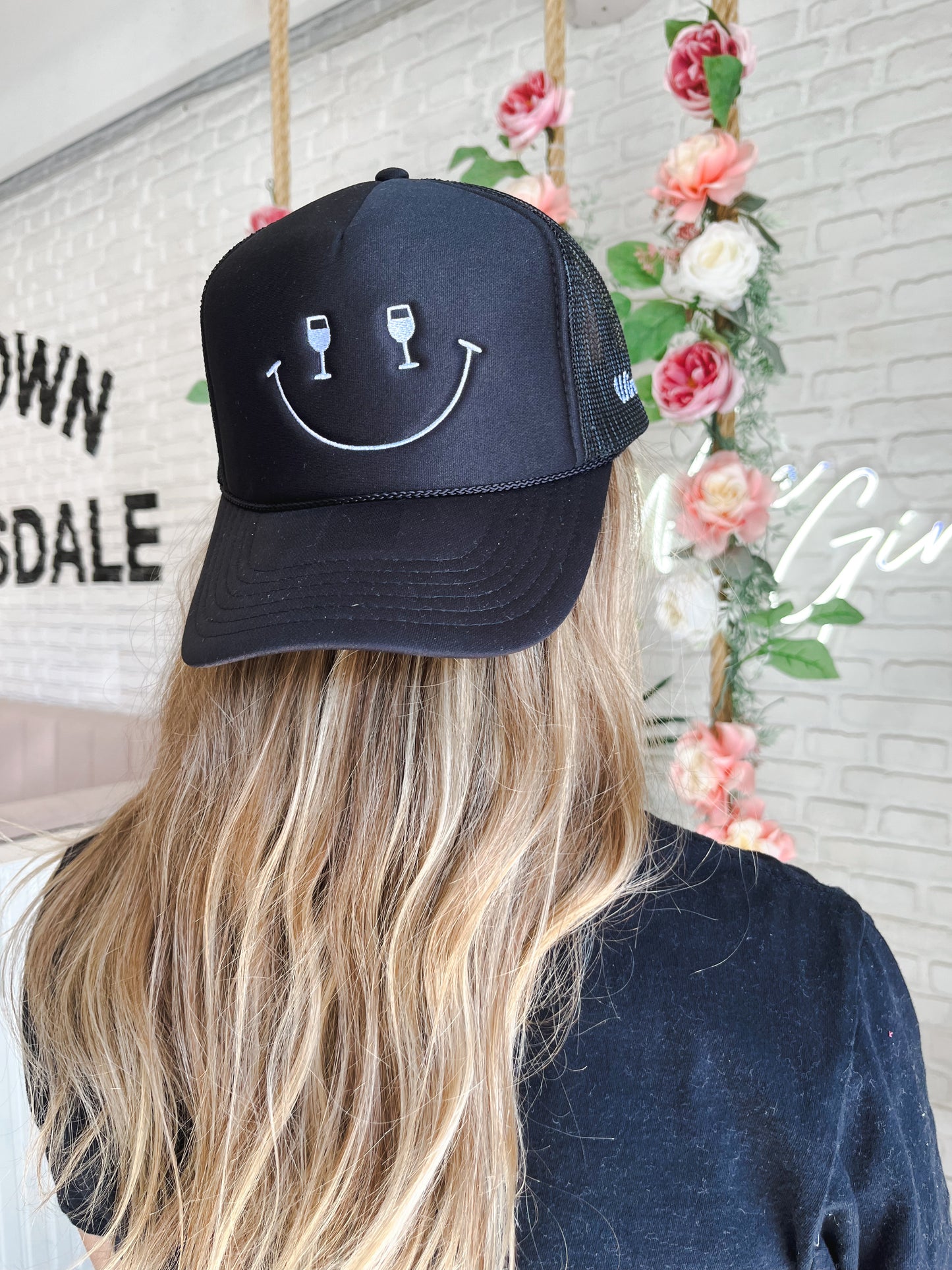 Smile It’s Time For Wine Trucker Hat Black
