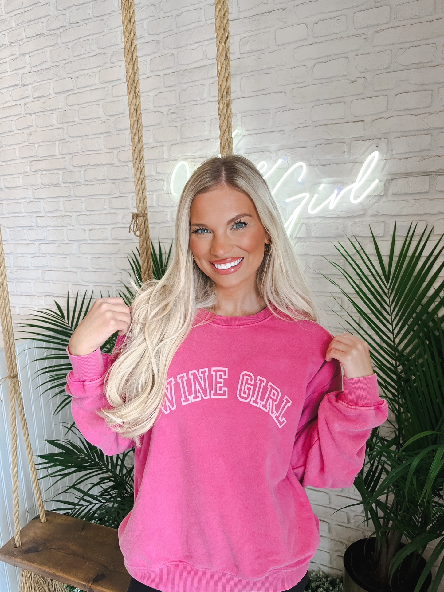 Hot Pink Wine Girl Sweatshirt